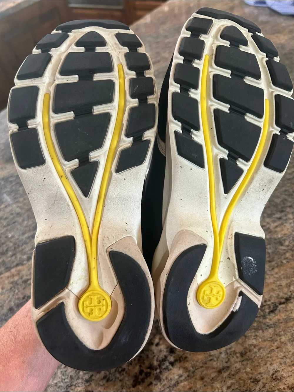 Tory Burch Black, Beige & Yellow Logo Platform Sneakers